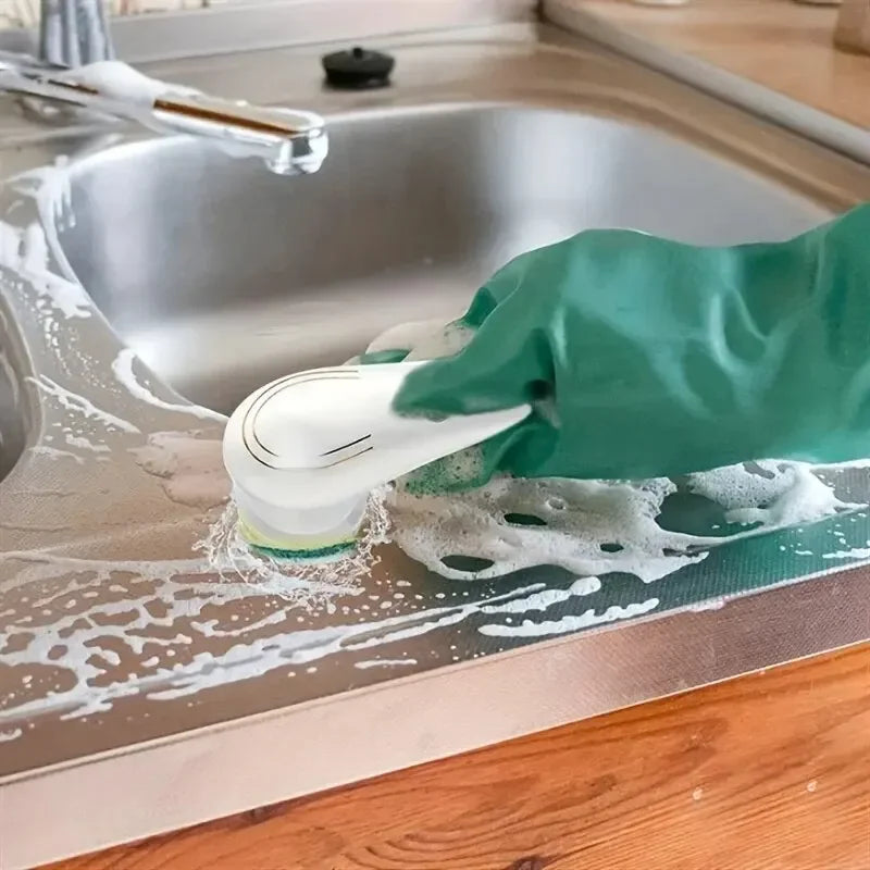 Escova de limpeza elétrica multifuncional cinco em um para lavagem de banheiro e ferramentas de limpeza de cozinha