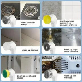 Escova de limpeza elétrica multifuncional cinco em um para lavagem de banheiro e ferramentas de limpeza de cozinha